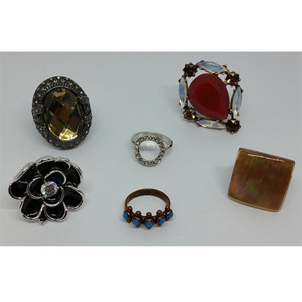 Bundle lot 6 rings sizes 5-5.5 variety fashion and costume boho statement